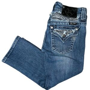 Capri Miss Me Fille – Taille 12, Jeans Bleu, Strass Et Papillon – Très Bon état